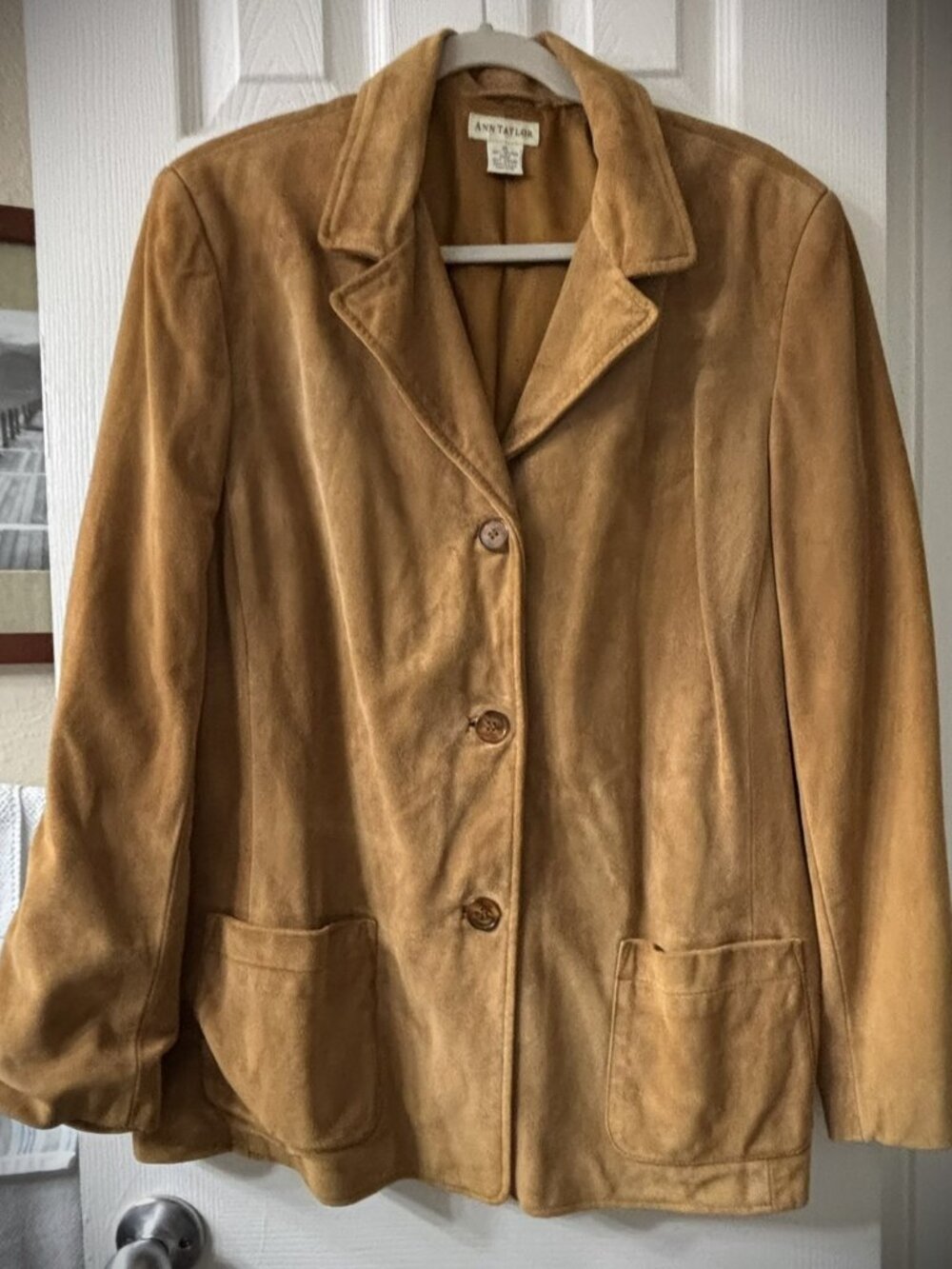 Ann Taylor Brown Leather Blazer Jacke